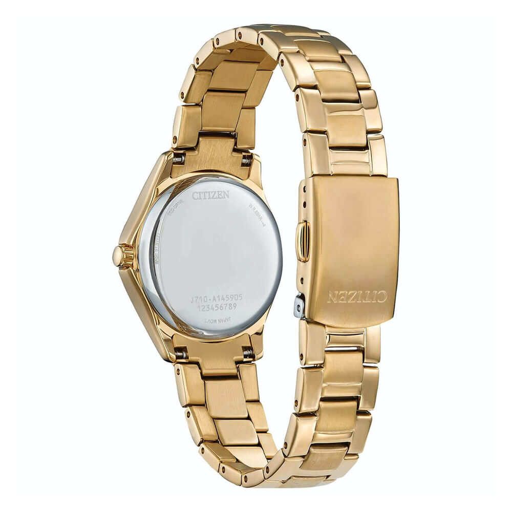 Citizen Ladies 29mm Champagne Dial Crystal Bezel Yellow Gold PVD Bracelet Watch image number 2