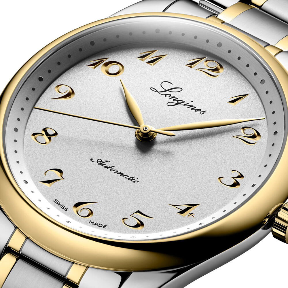 Longines Master Collection 40mm Silver Dial Yellow Gold Index Stainless Steel Bracelet Watch image number 3