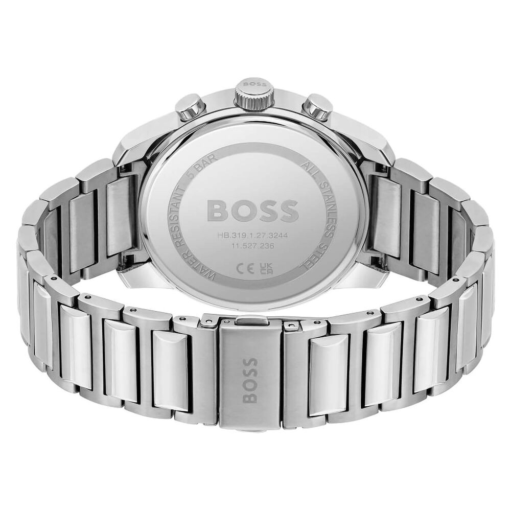 BOSS Trace 44mm Burgundy Dial Steel Bracelet Chronograph Watch