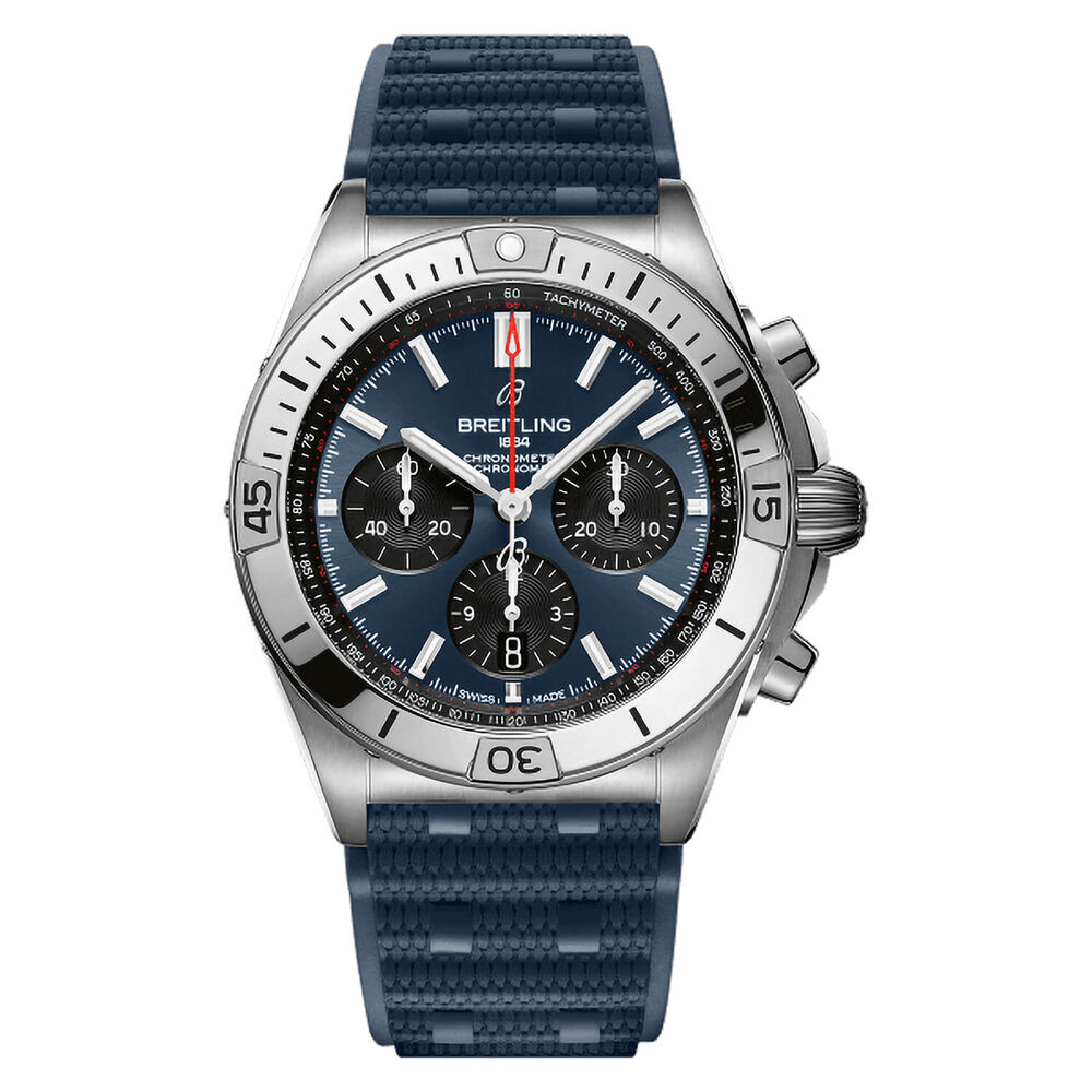 Breitling Chronomat B01 42mm Blue Dial Rubber Strap Watch