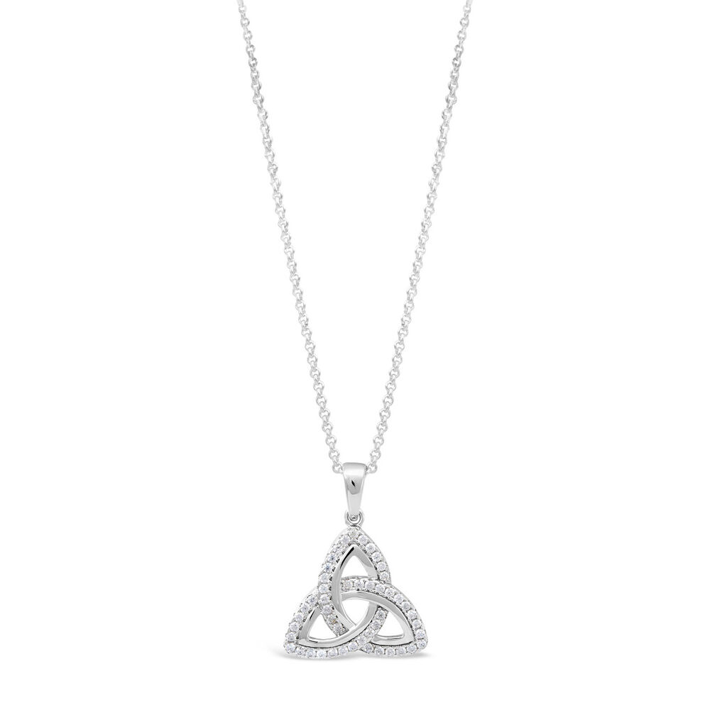 Sterling Silver Cubic Zirconia Trinity Knot Pendant