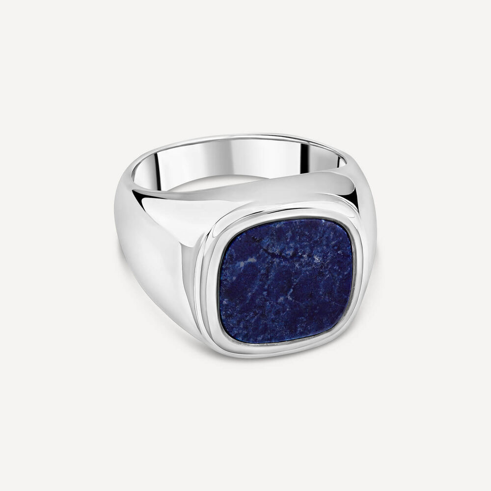 Sterling Silver Square Blue Lapis Signet Ring image number 2