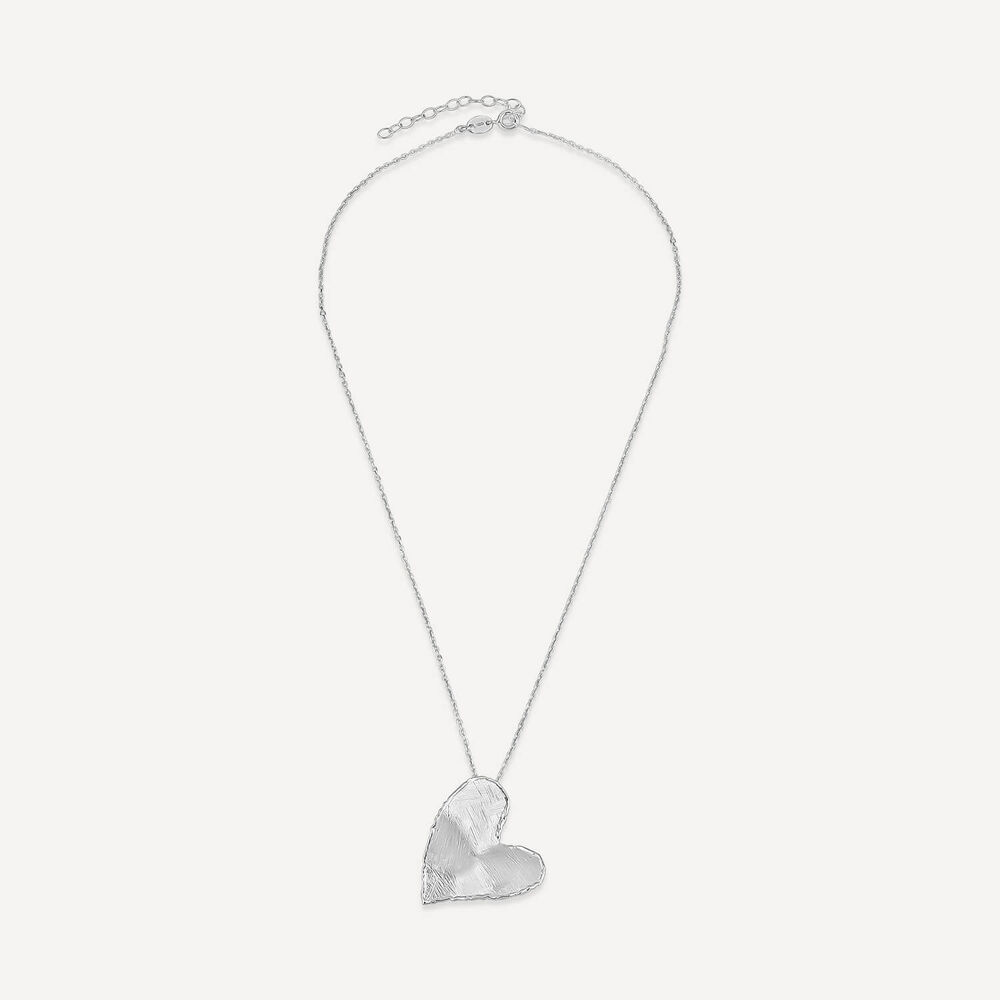 Sterling Silver Heart Shaped Hammered & Brushed Finish Pendant image number 2