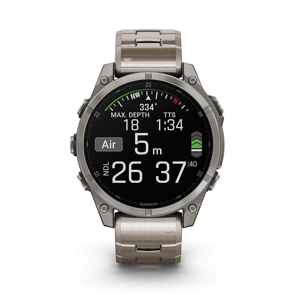 Garmin fenix® 8 AMOLED Sapphire 47mm Titanium Case Vented Titanium Bracelet Watch image number 2