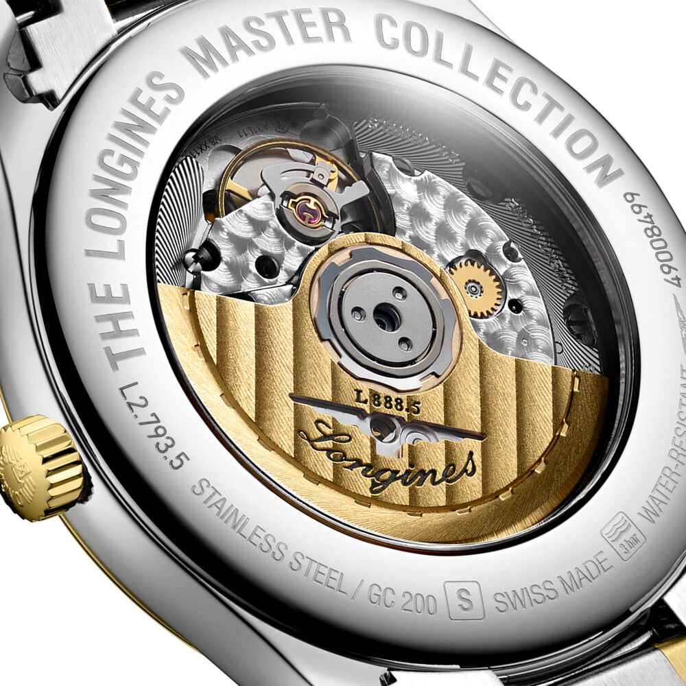 Longines Master Collection 40mm Silver Dial Yellow Gold Index Stainless Steel Bracelet Watch image number 5