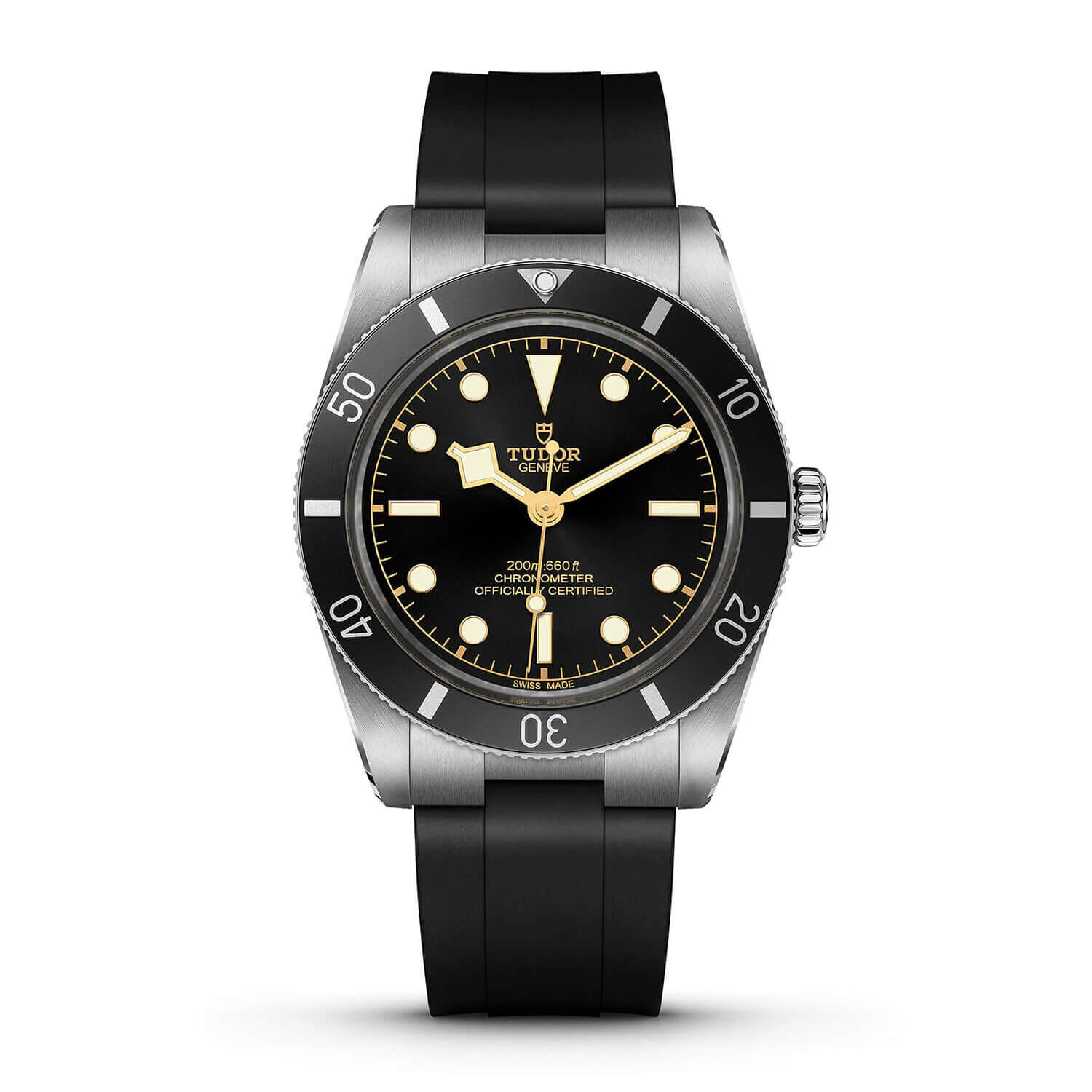 TUDOR Black Bay 54 37mm Black Dial Rubber Strap Watch