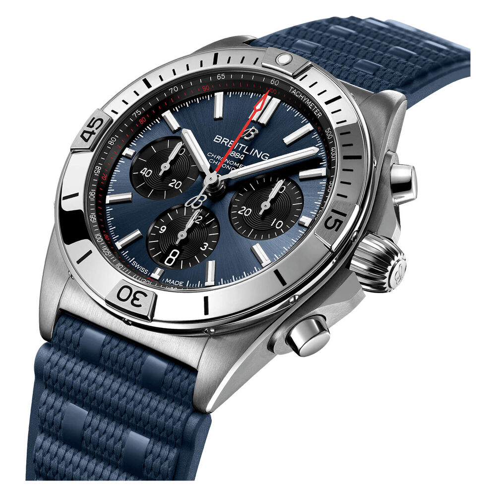 Breitling Chronomat B01 42mm Blue Dial Rubber Strap Watch