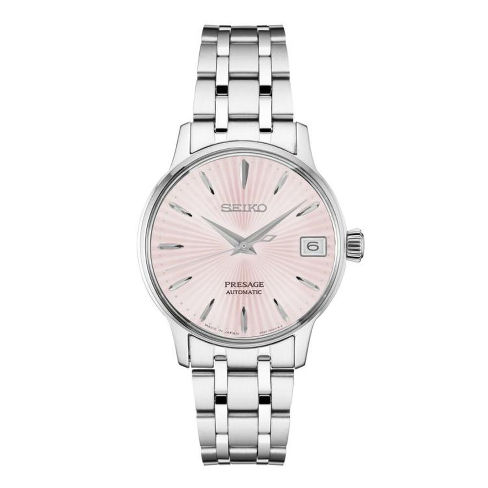 Seiko Presage Cocktail Time 'Cosmopolitan' 33.8mm Pink Dial Steel Bracelet Watch
