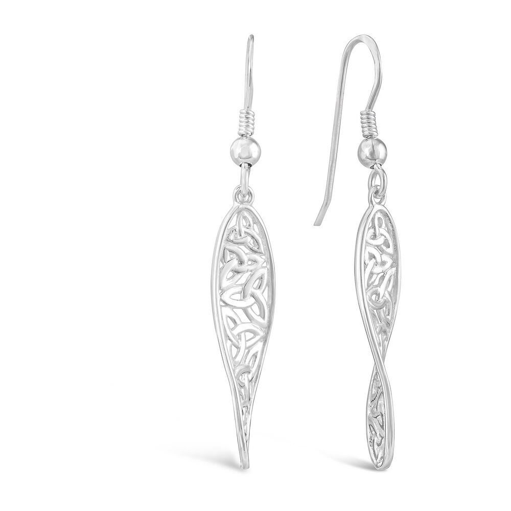 Celtic Sterling Silver Trinity Knot Drop Earrings