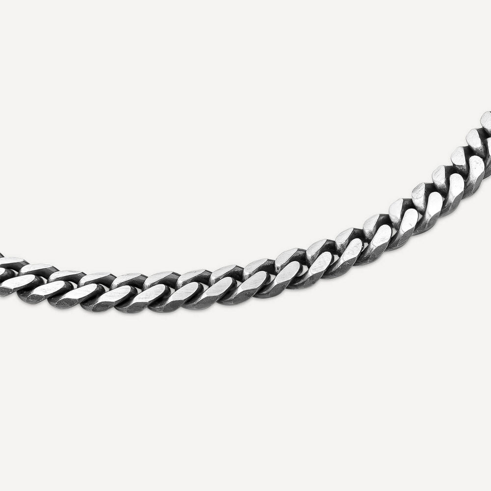 Sterling Silver Oxidised 20' Curb Mens Necklace image number 3