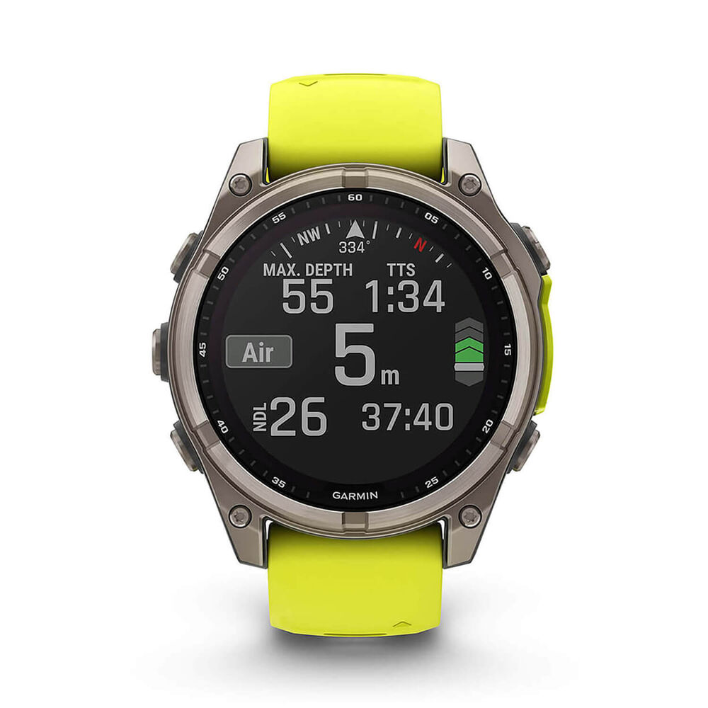 Garmin fenix® 8 Solar Sapphire 47mm Titanium Case Amp Yellow & Graphite Silicone Strap Watch image number 6