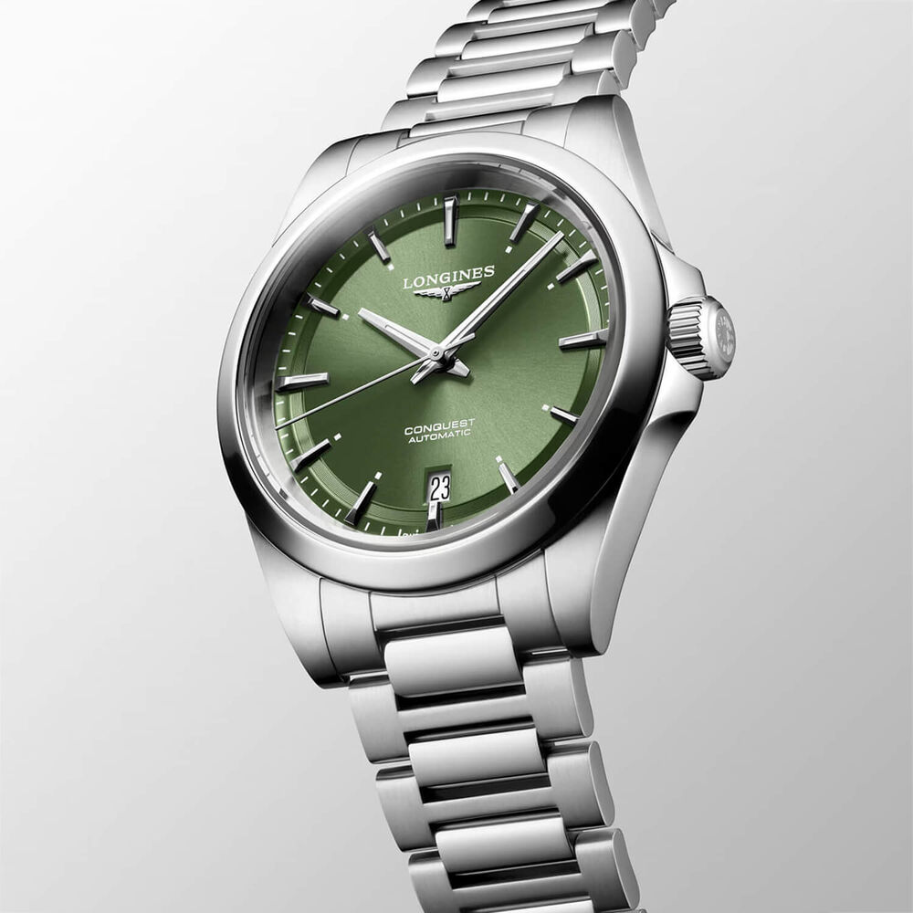 Longines Conquest 38mm Green Dial Steel Bracelet Watch image number 2