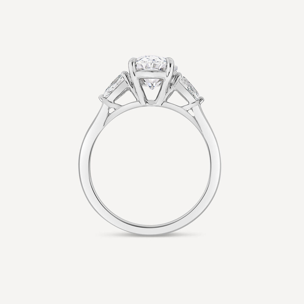 Born Platinum 2.40ct Lab Grown Oval Centre & Pear Sides Diamond Ring image number 3