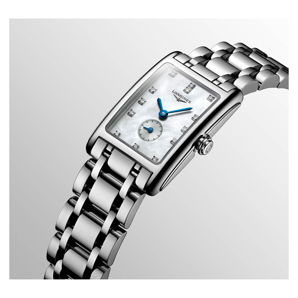 Pre-Owned Longines DolceVita Mother of Pearl Dial Diamond Dots Steel Bracelet Watch image number 2