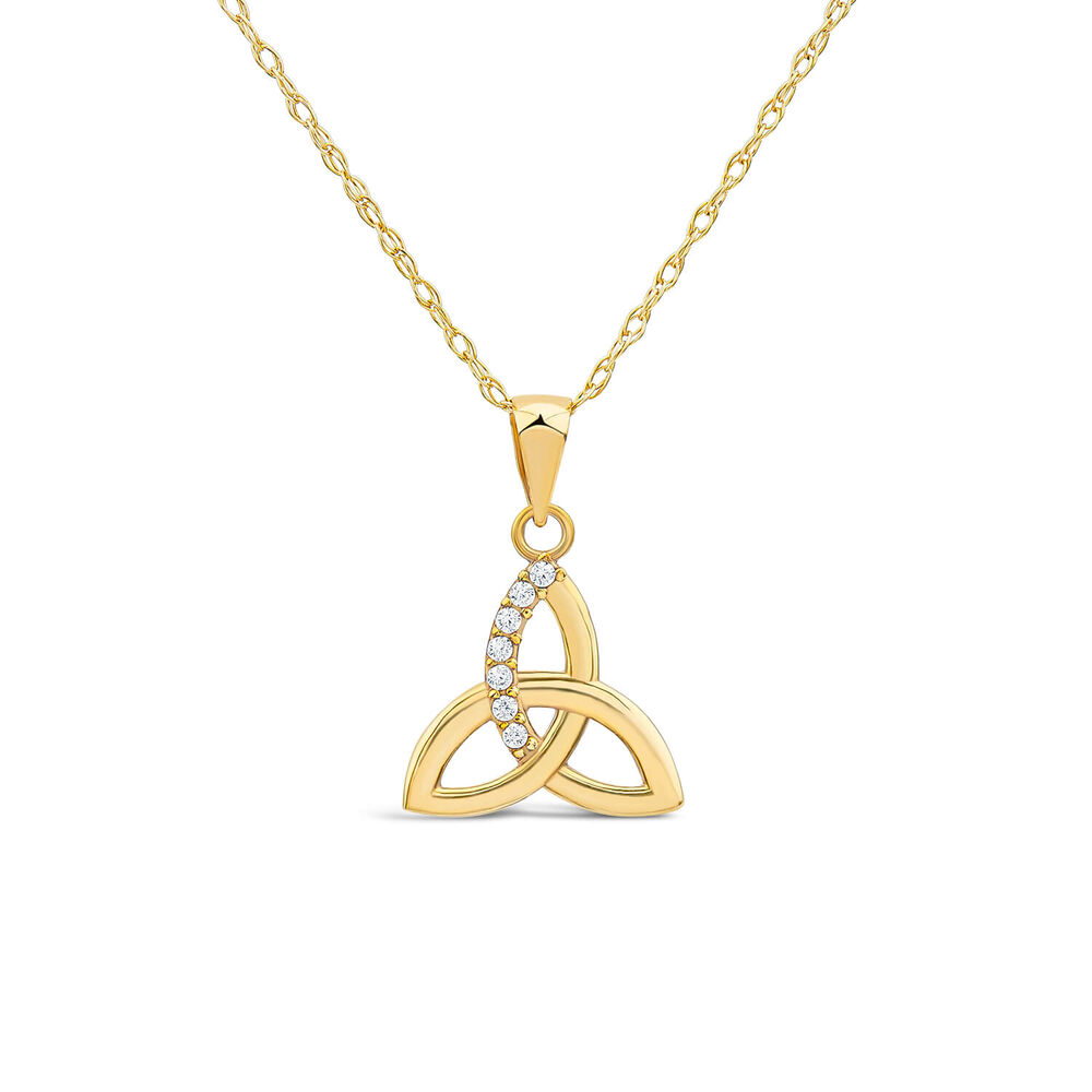 9ct Yellow Gold Cubic Zirconia Trinity Knot Pendant image number 0