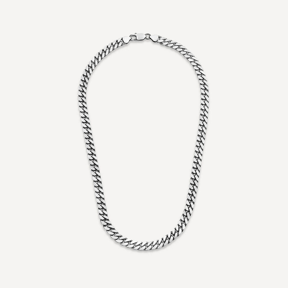 Sterling Silver Oxidised 20' Curb Mens Necklace image number 2