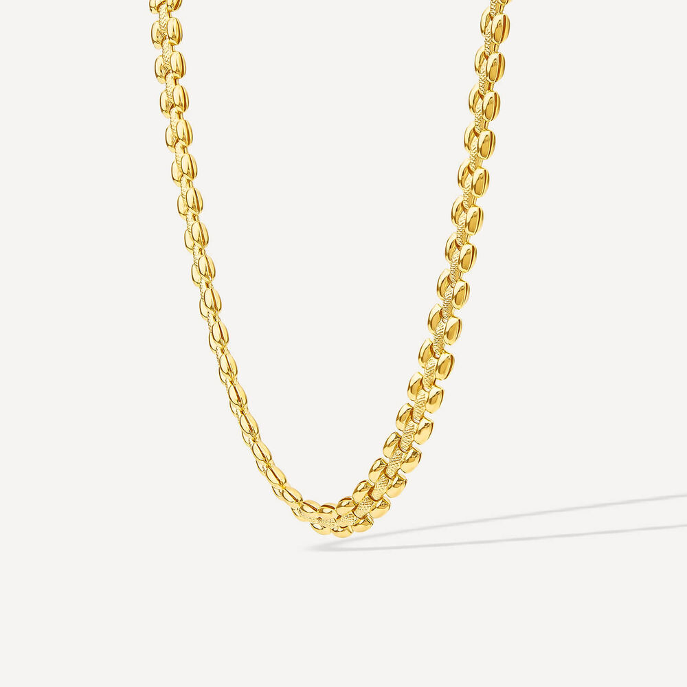 Silver & Yellow Gold Plated Brick Link Necklet image number 1