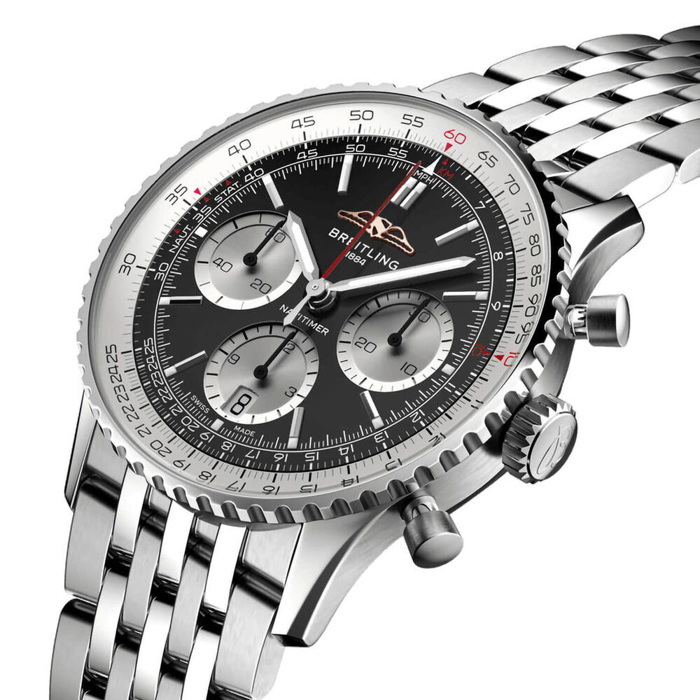Breitling Navitimer B01 Chronograph 41mm Black Dial Steel Bracelet Watch