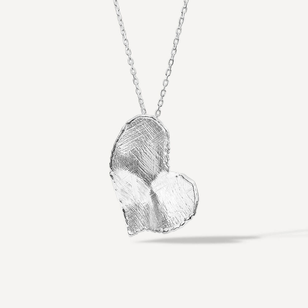 Sterling Silver Heart Shaped Hammered & Brushed Finish Pendant