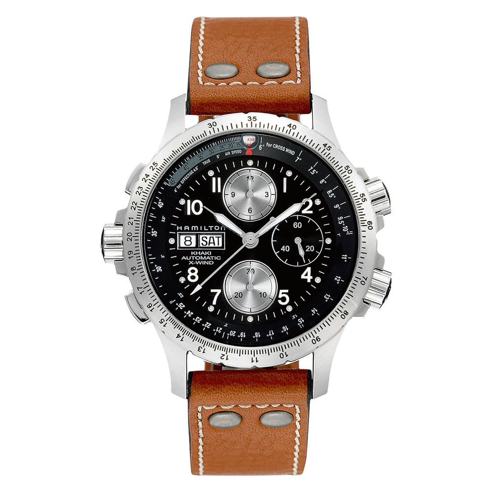 Hamilton Khaki Aviation X Wind Auto Chrono 44mm Black Case Brown Watch