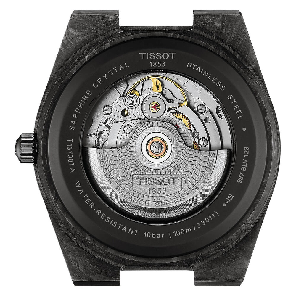 Tissot PRX Powermatic 80 40mm Black Dial Carbon Case Rubber Strap Watch image number 2