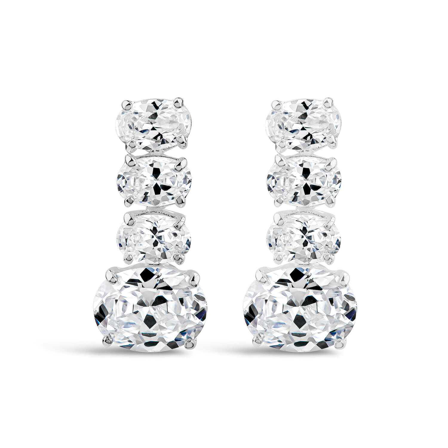 Round Brilliant Cut Diamond 3 Stone Drop Earrings  025cts  Gardiner  Brothers