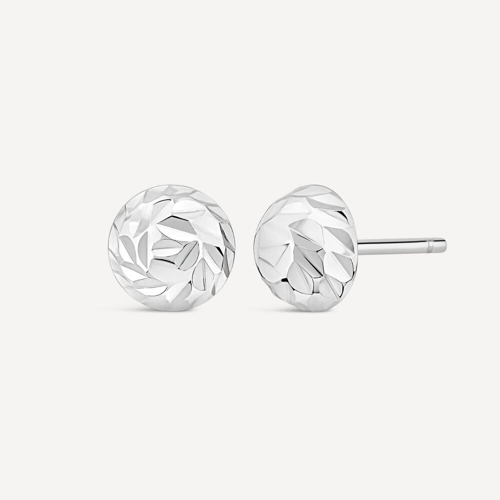 Sterling Silver Diamond Cut Small Ball Stud Earrings image number 1