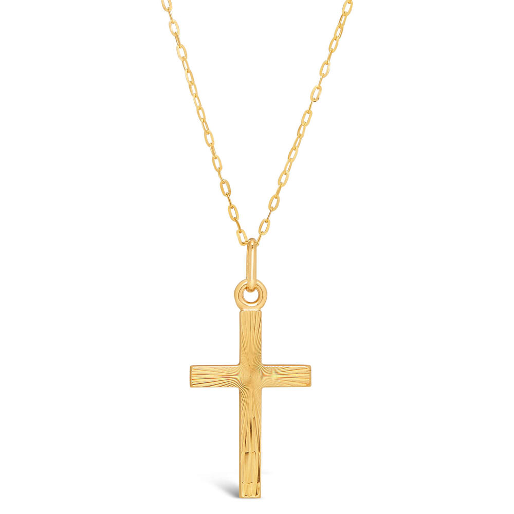 9ct Gold Cross Pendant (Chain Included)