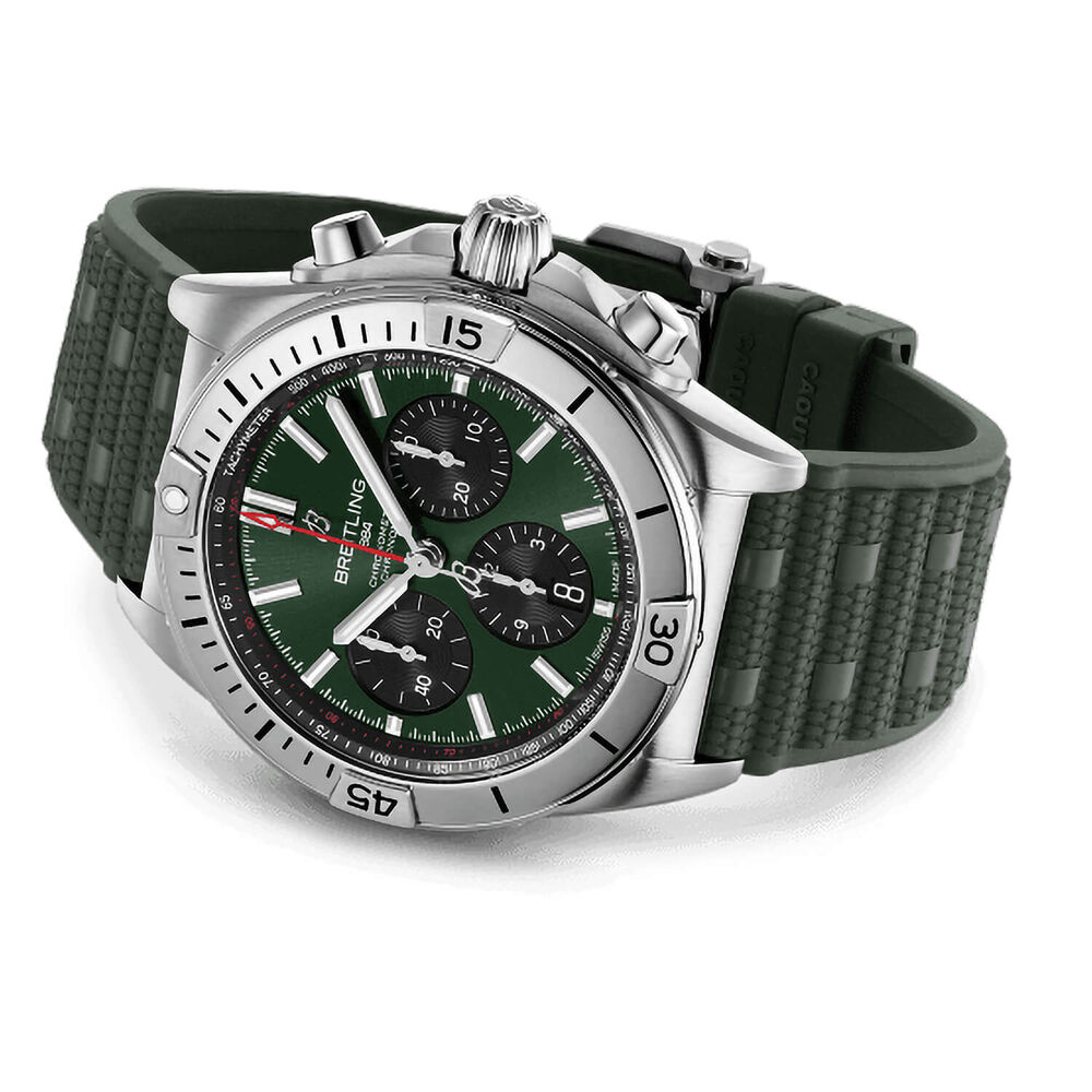 Breitling Chronomat B01 42mm Green Dial Rubber Strap Watch image number 2