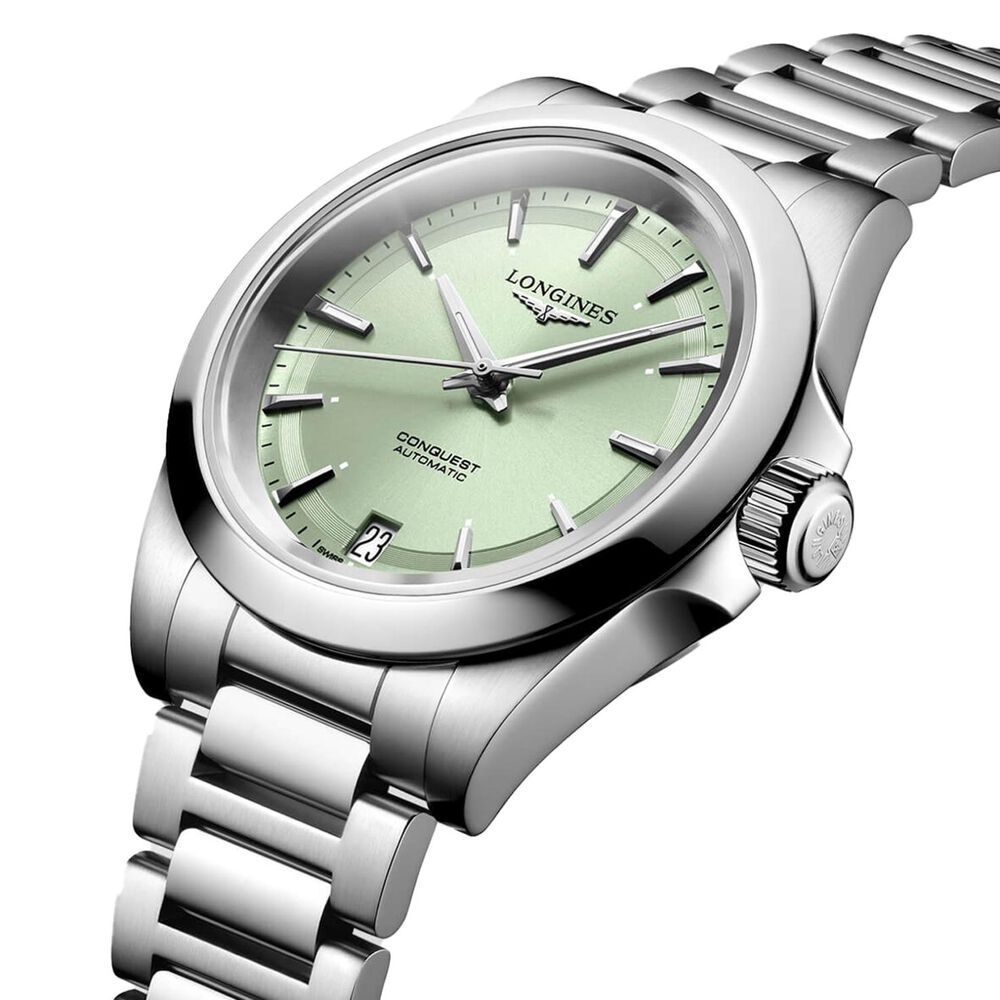 Longines Conquest 34mm Green Dial Steel Bracelet Watch image number 2