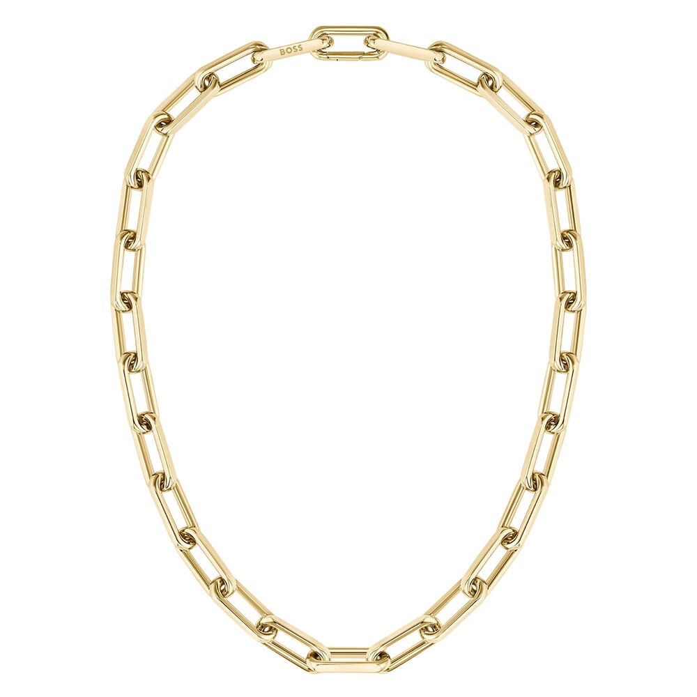 BOSS Halia Yellow Gold Stainless Steel Chain Link Necklace