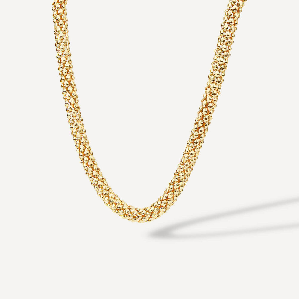 Silver & Yellow Gold Plated Popcorn Tube Necklet image number 1