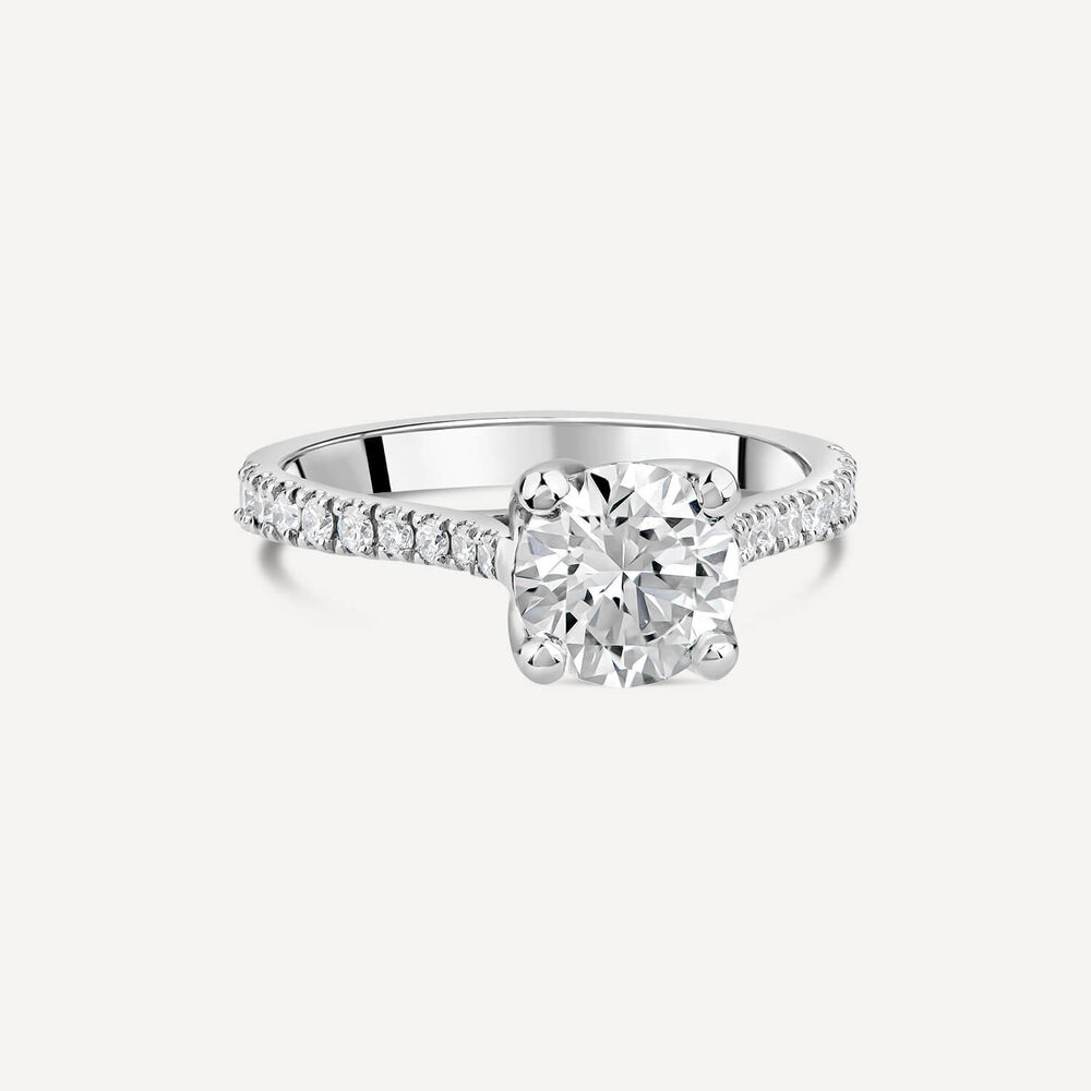 Born Platinum Lab Grown 1.40ct Round Brilliant Solitaire & Diamond Sides Ring image number 2