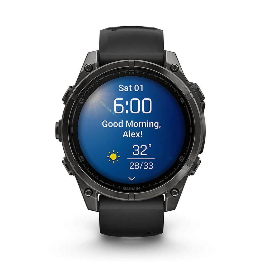 Garmin fenix® 8 AMOLED 47mm Carbon Grey DLC Titanium Case Black Pebble Grey Silicon Strap Watch image number 10