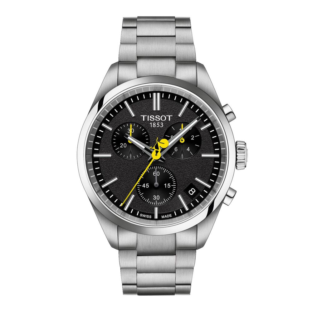 Tissot PR 100 Tour De France Chronograph 40mm Black Dial Steel Bracelet Watch
