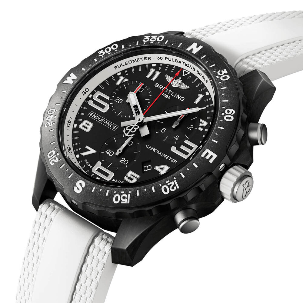 Breitling Professional Endurance Pro 38mm Black Dial White Rubber Strap Watch