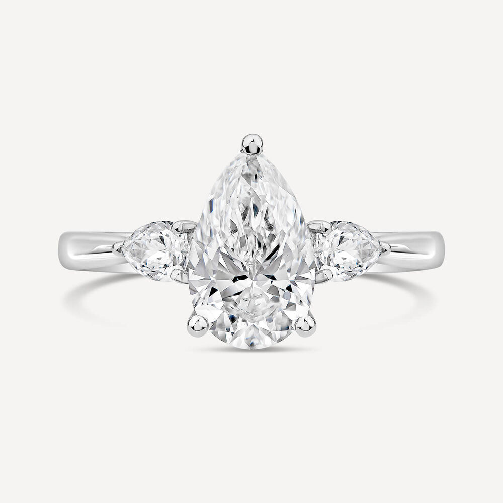 Born Platinum 1.80ct Lab Grown Pear Centre & Sides Diamond Ring