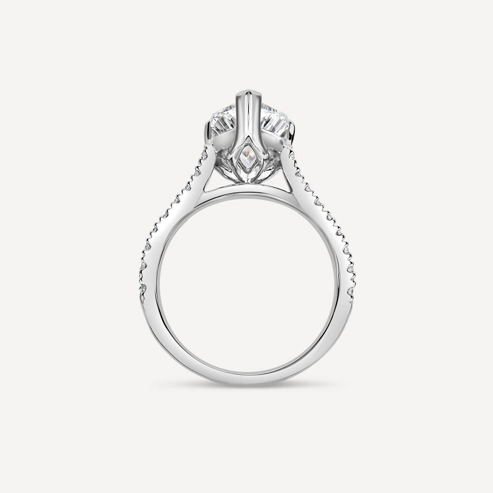 Born Platinum Lab Grown 2.20ct Pear Solitaire & Diamond Sides Ring image number 3