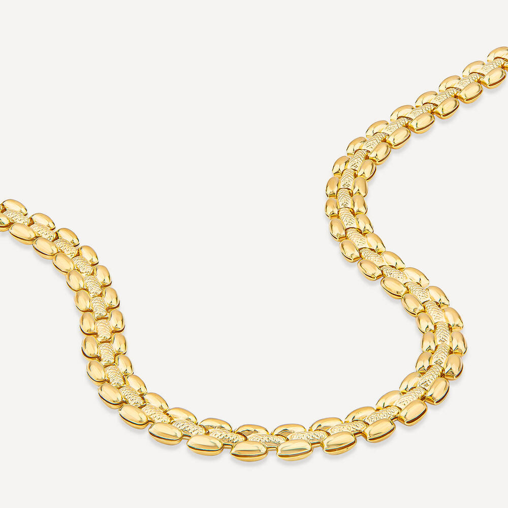 Silver & Yellow Gold Plated Brick Link Necklet image number 3