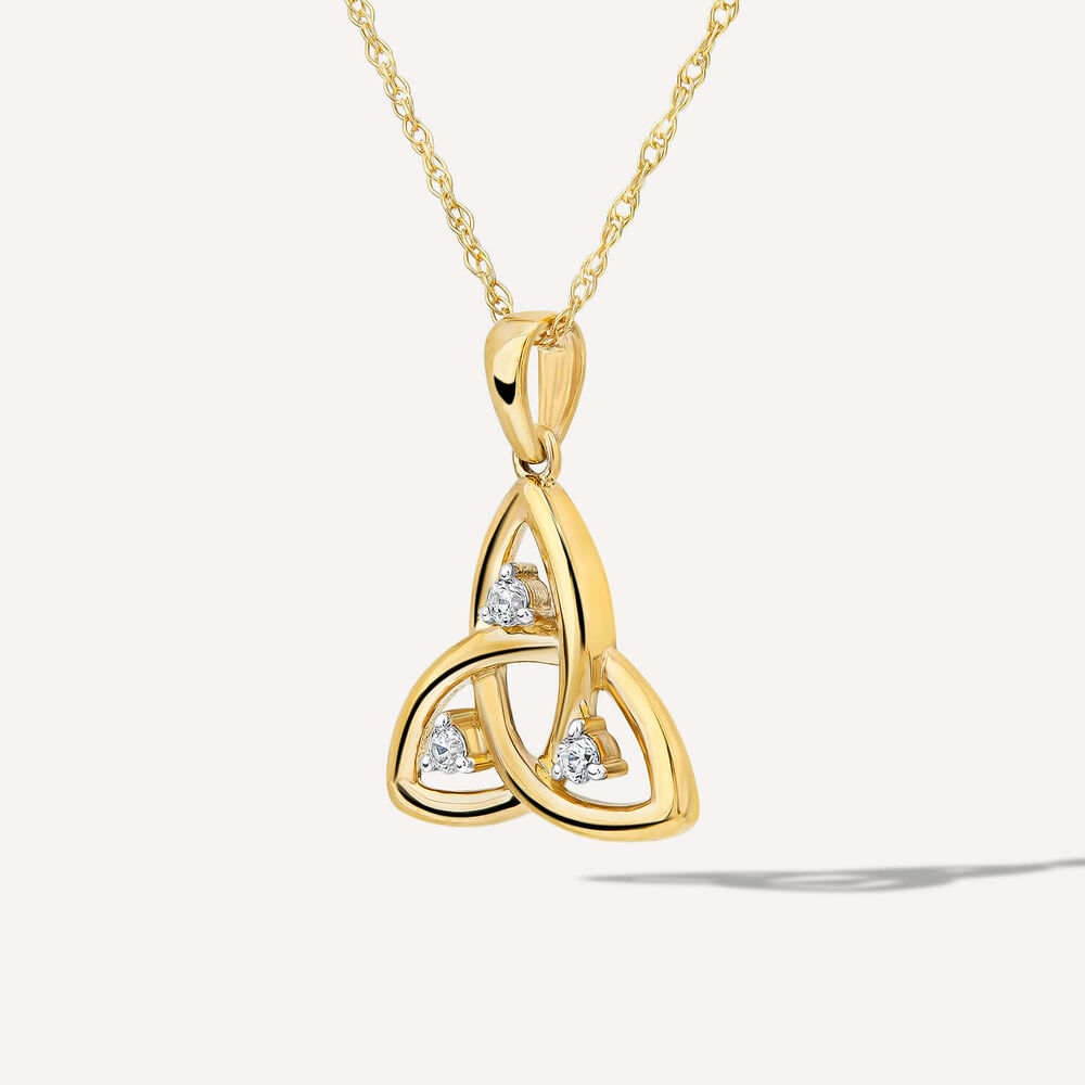 9ct Yellow Gold Cubic Zirconia Trinity Knot Pendant