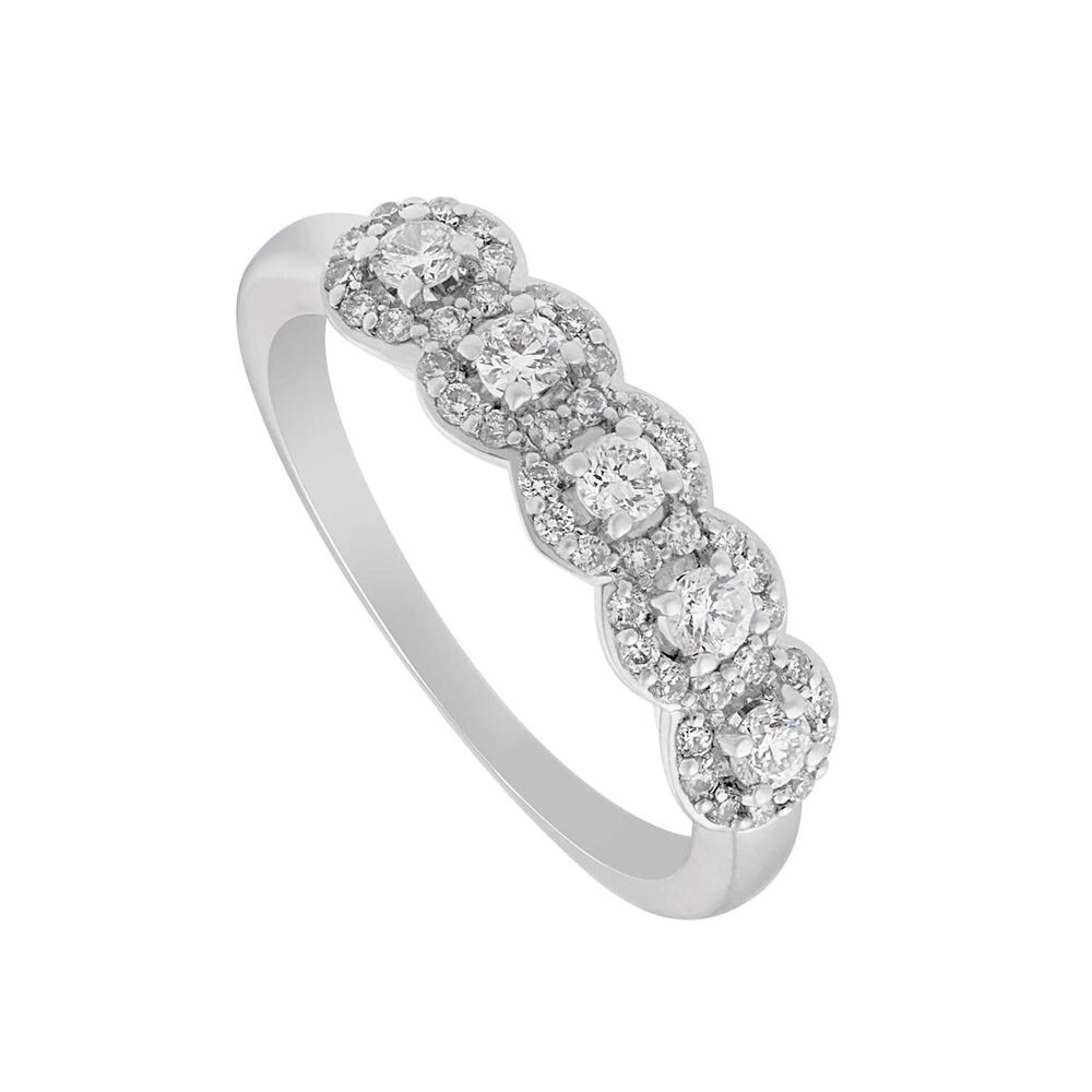 9ct white gold 0.50 carat diamond halo cluster ring image number 0