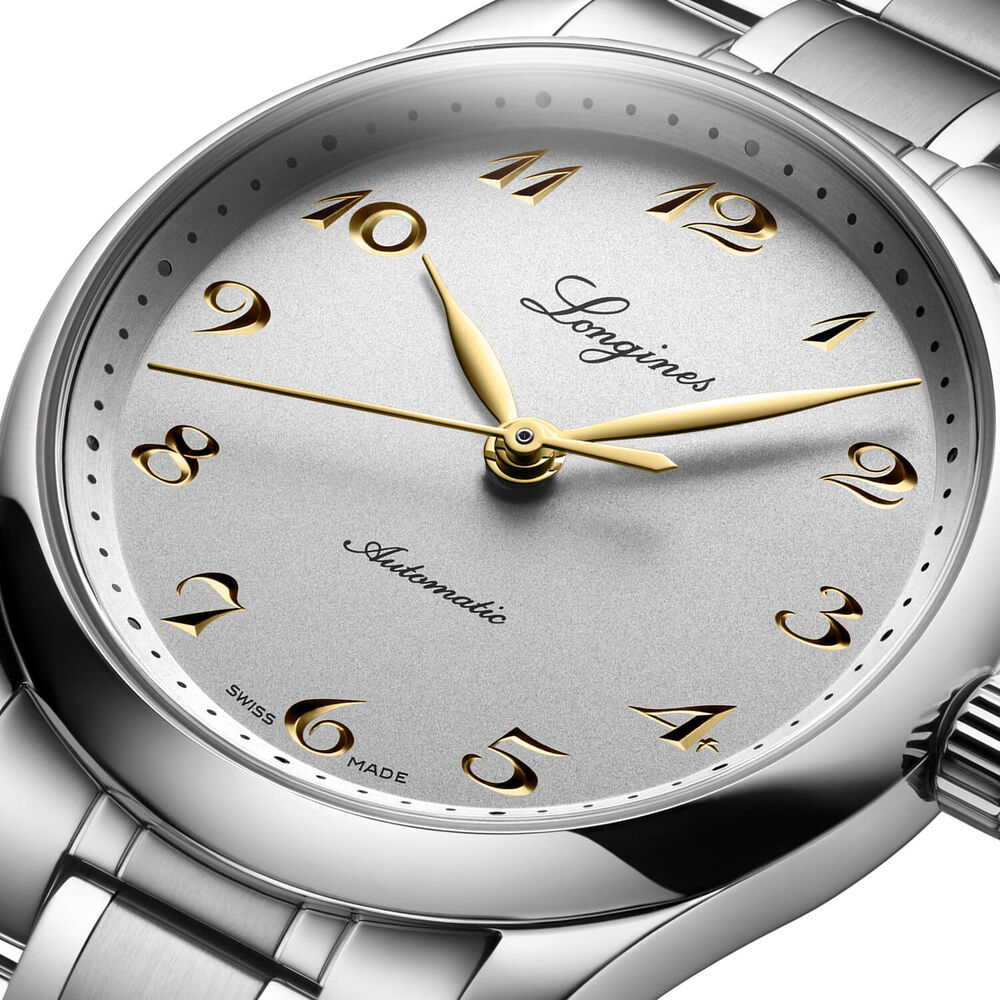 Longines Master Collection 34mm Silver Dial Yellow Gold Index Stainless Steel Bracelet Watch image number 3