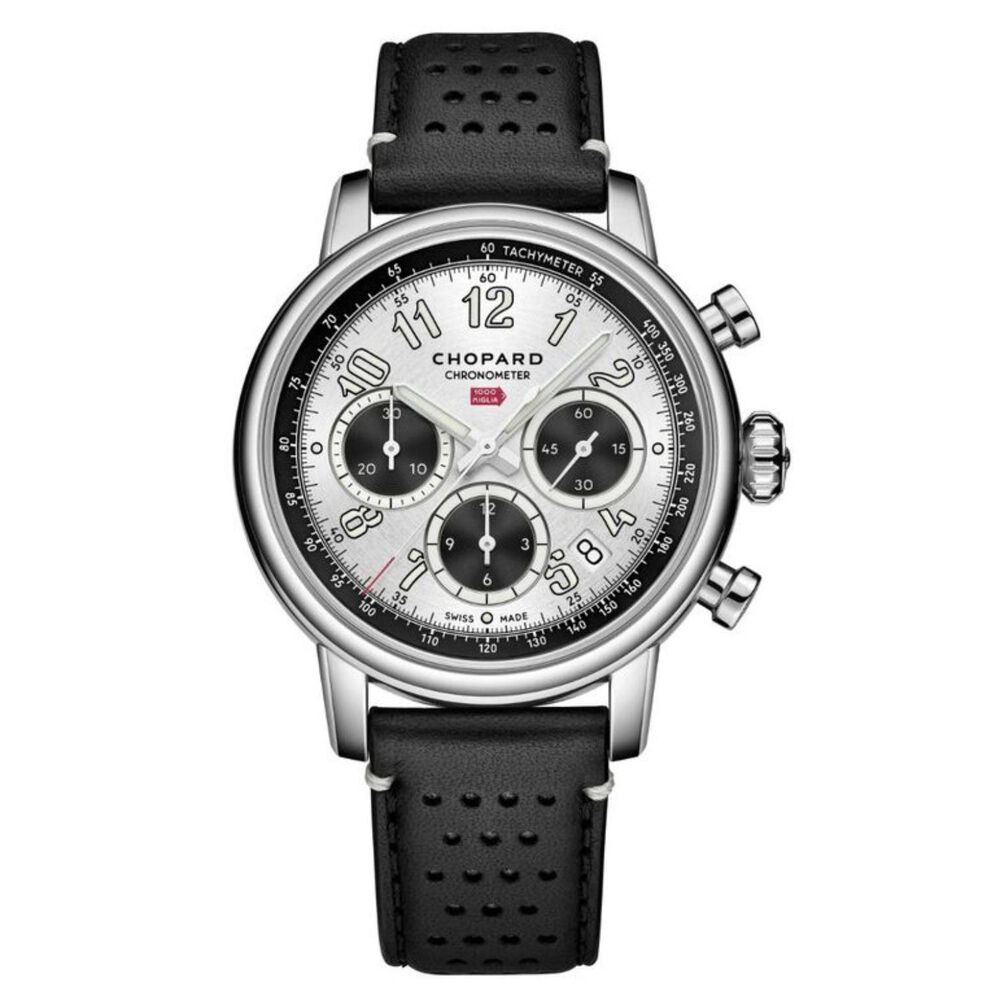 Chopard Mille Miglia 40.5mm Silver Dial Steel Case Black Strap Watch