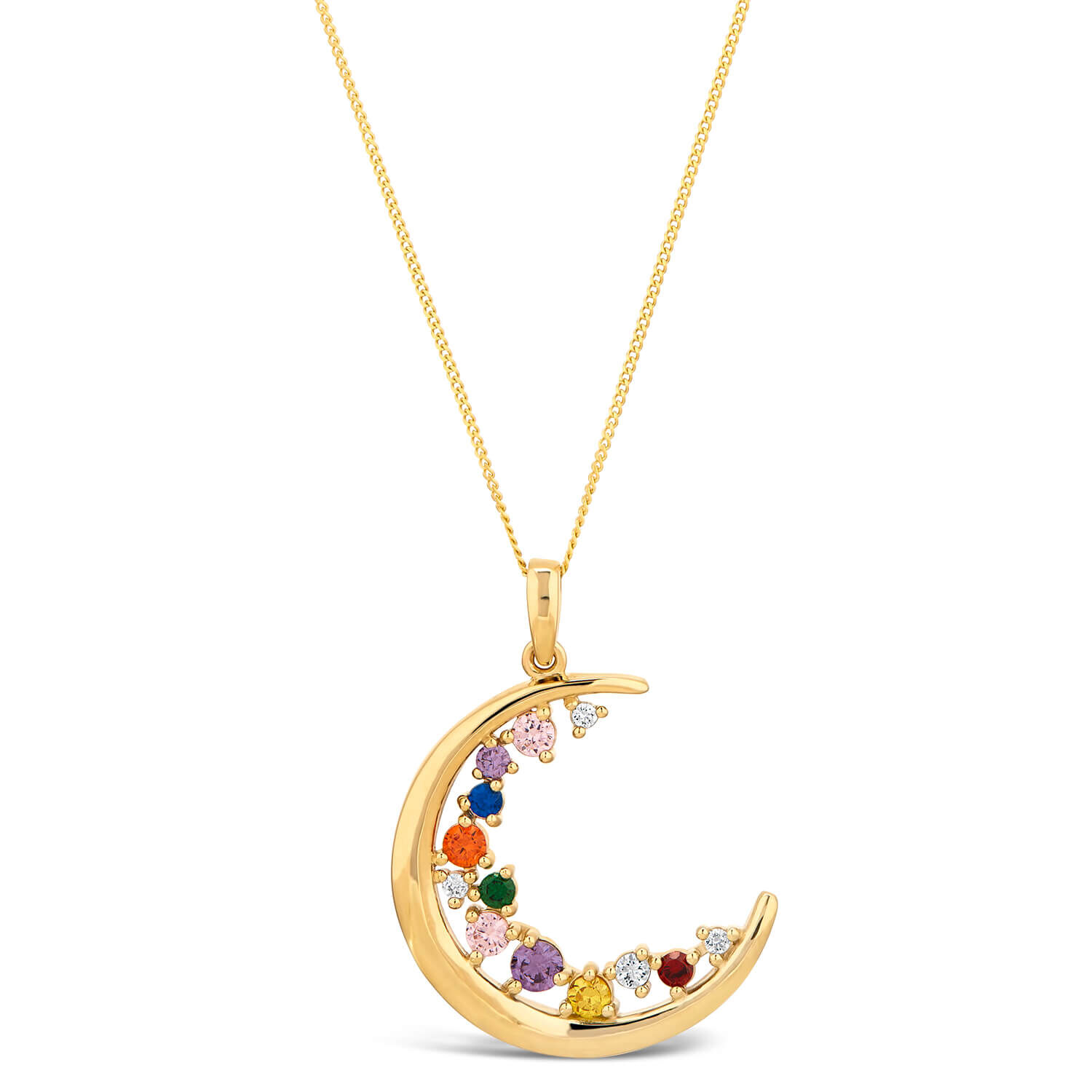 9ct Yellow Gold Multi Colour Half Moon Pendant