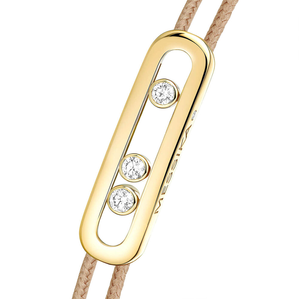 Messika Care(s) Yellow Gold 0.09ct Diamond Beige Cord Bracelet image number 2