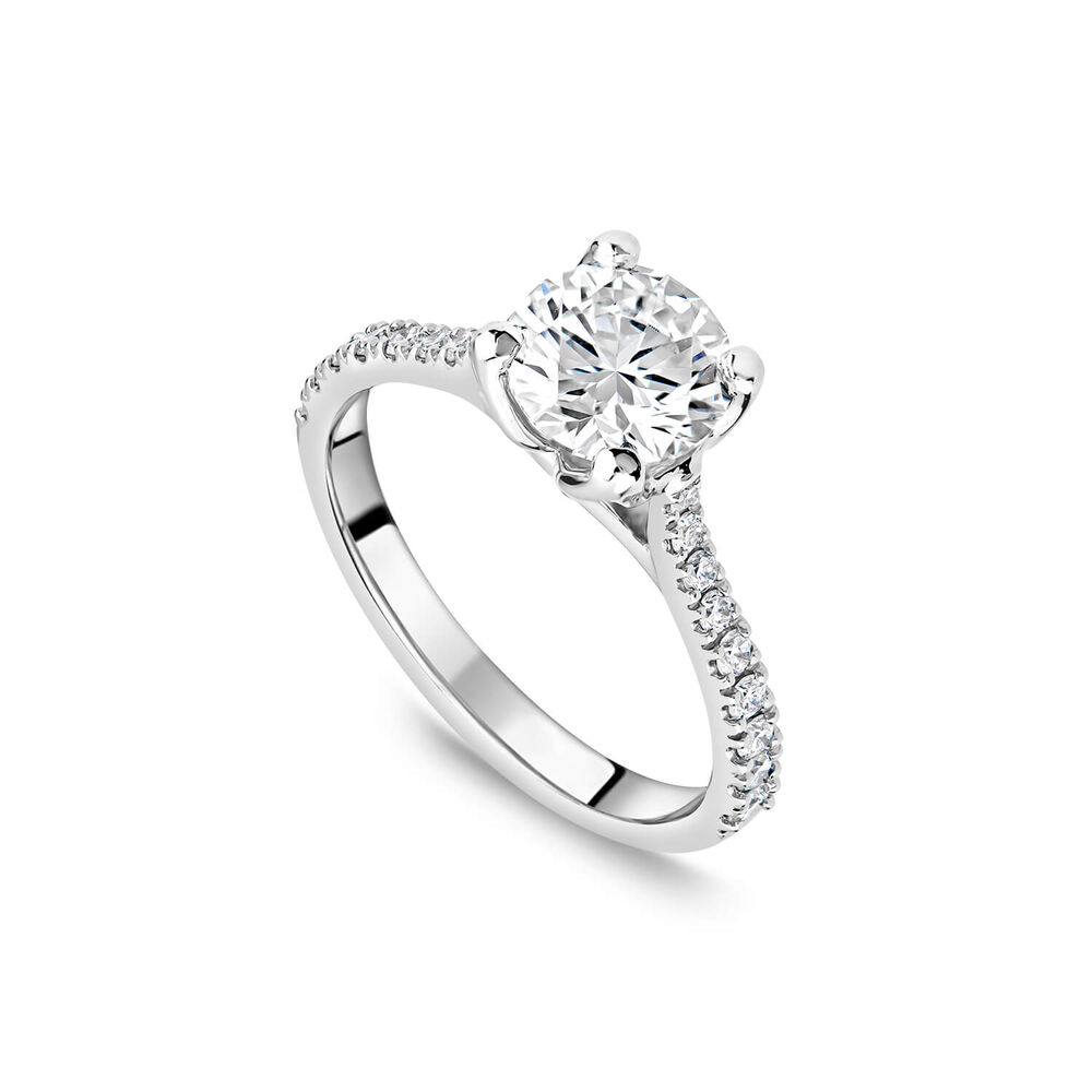 Born Platinum Lab Grown 1.40ct Round Brilliant Solitaire & Diamond Sides Ring