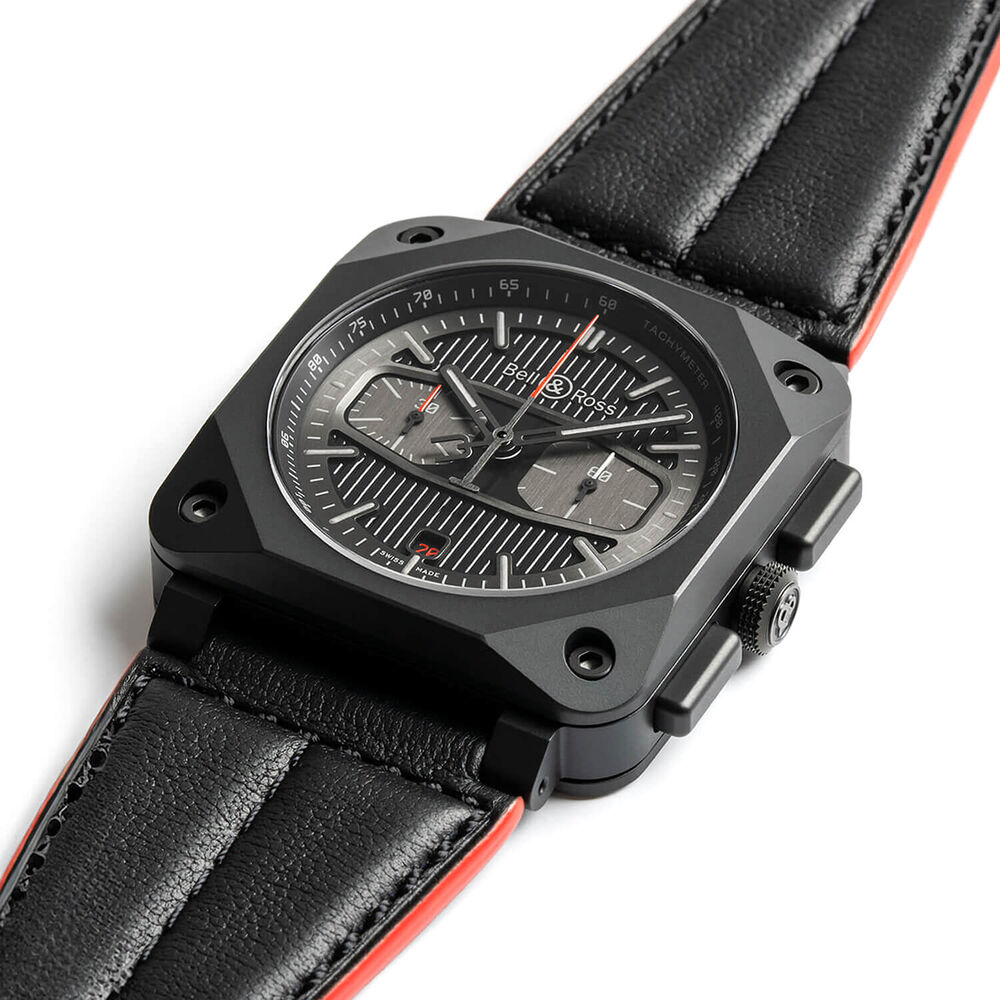 Bell & Ross BR 03-94 Blacktrack Chronograph 42mm Ceramic Case Leather Strap Watch image number 2