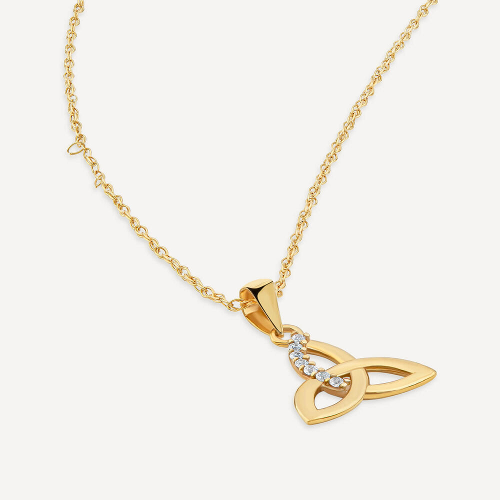 9ct Yellow Gold Cubic Zirconia Trinity Knot Pendant image number 3