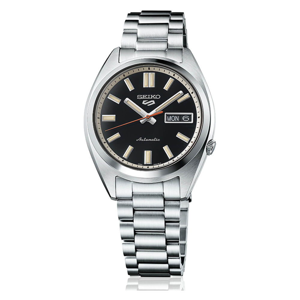 Seiko 5 Sports SNXS ‘Deep black wash’ Classic Sports 37.4mm Black Dial Steel Bracelet Watch image number 0