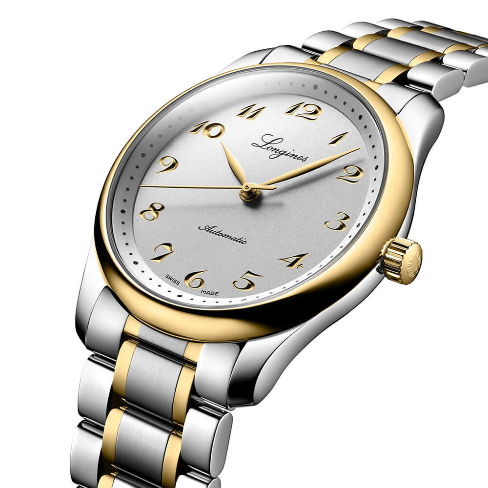 Longines Master Collection 40mm Silver Dial Yellow Gold Index Stainless Steel Bracelet Watch image number 2